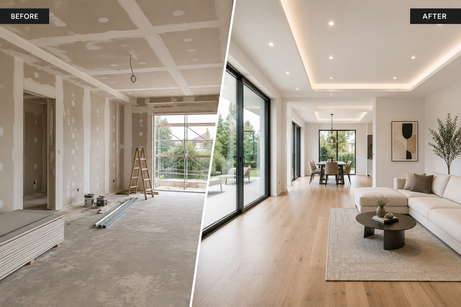 Before After or Work in Progress Drywall Construction